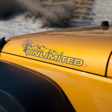 Pair Jeep Wrangler Unlimited Vinyl Hood Stickers Decals mountain compas
 2