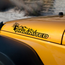 Pair Jeep Wrangler Unlimited Vinyl Hood Stickers Decals mountain compas
 3