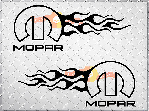 Mopar Dodge Chrysler Jeep Flame Style Logo Right & Left car decal stickers