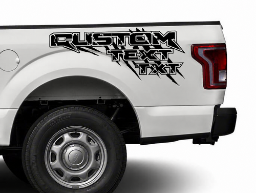 CUSTOM TEXT TXT Distressed Lettering Bedside Vinyl Decal Sticker for Ford F-150