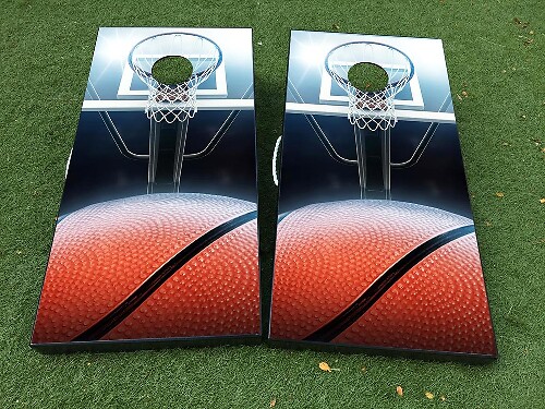 Basketball Hoop Cornhole Board Vinyl Wrap Decal Set_1