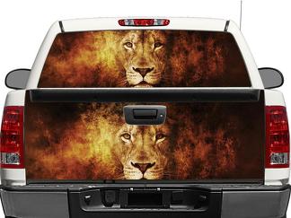 lion in flame Rear Window OR tailgate Decal Sticker Pick-up Truck SUV Car