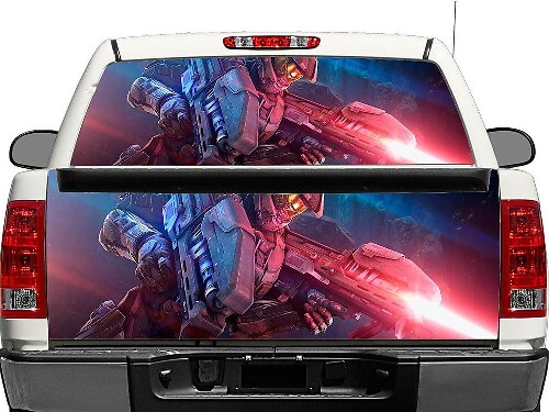 Halo Master Chief Warrior Rear Window or Tailgate Vinyl Decal For Trucks
