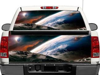Outer space moon earth tranquility Rear Window OR tailgate Decal Sticker Pick-up Truck SUV Car