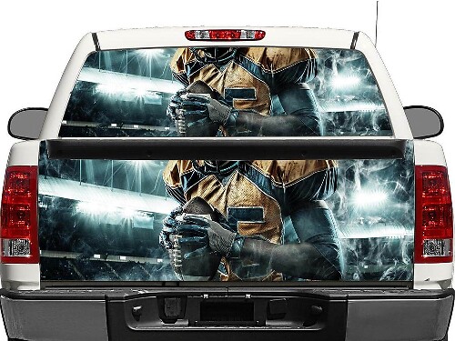 Football Player Rear Window or Tailgate Decal Sticker for Pickup Truck SUV Car