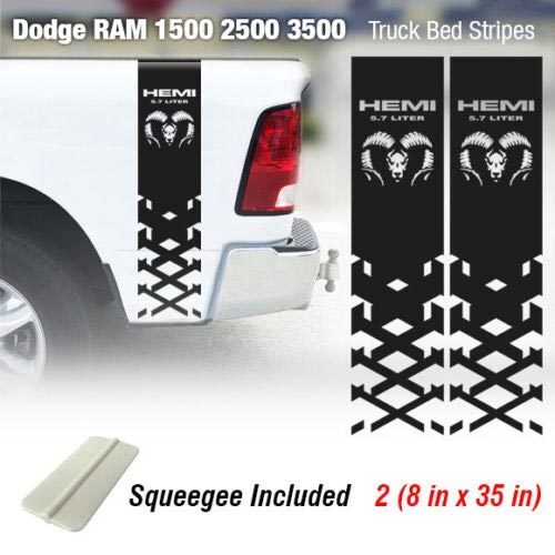 Hemi Style Accent Stripes Bedside Vinyl Decal Sticker for Dodge Ram 3500
