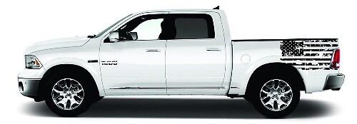 Distressed American Flag Bed Side Vinyl Decal Set for Dodge Ram 1500-3500