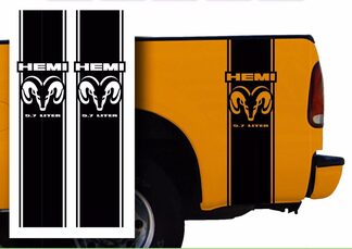 Hemi Dodge Mopar Pickup Truck Bed Stripes decal stickers / Choose Color