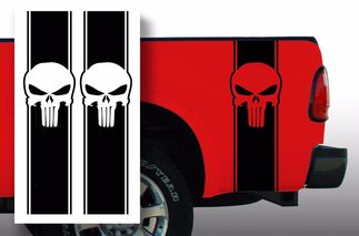 Punisher Chevy Ford Dodge Pickup Truck Bed Stripes decal stickers / Choose Color