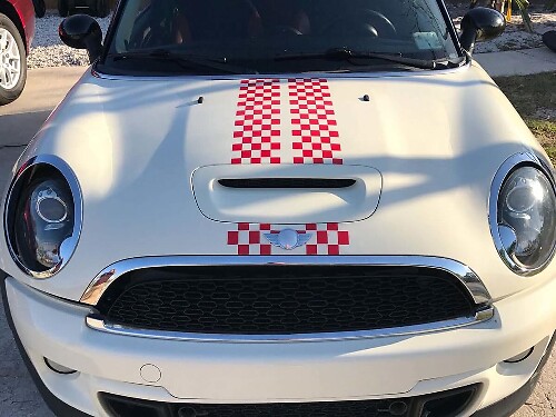 Dual Checkered Stripes Hood Vinyl Decal Sticker for MINI Clubman 2008-2013