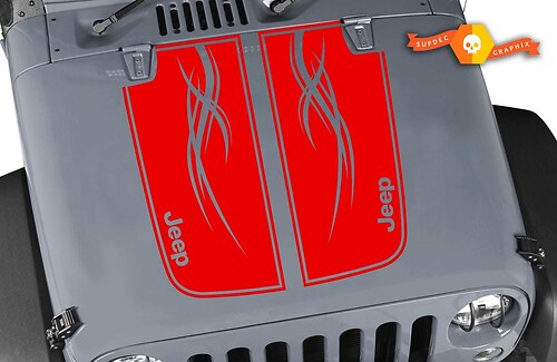 Dual Stripes with Tribal Pattern Hood Vinyl Decal Sticker for Jeep Wrangler 1997-2017