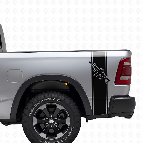 AR-15 Rifle Rear Side Stripes Vinyl Decal Set for Trucks
