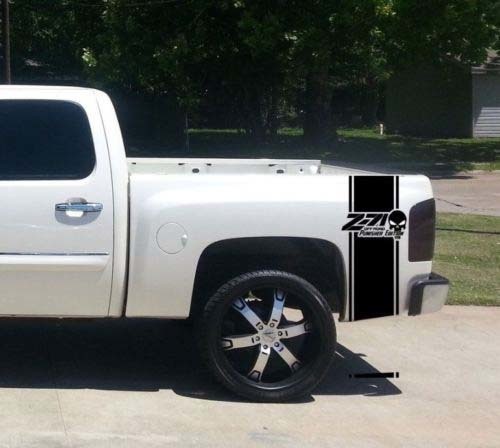 Z71 Punisher Skull Rear Side Stripes Vinyl Decals Kit for Chevy/GMC Pickup Truck