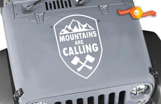 Mountains are Calling Crest vinyl sticker decal Fits any hood- Jeep wrangler 22b