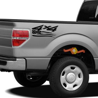 4x4 Off Road US Flag Truck Bed Decal Set GLOSS BLACK for Ford F-150 Super Duty