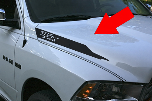 T/X Hood Spear Pair Hood Vinyl Decal Sticker for RAM 1500 2022