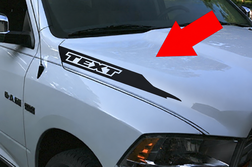 TEXT Hood Spear Pair Hood Vinyl Decal Sticker for RAM 1500 2022