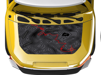 Hood blackout TOPO Topographic Map wrap for Toyota FJ Cruiser decal
