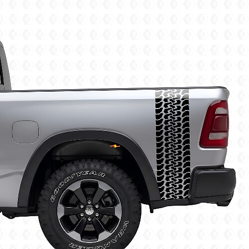 Tire Tread Truck Bedside Vinyl Decal Set for Dodge Ram 2009-2018