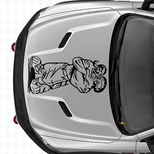 Gangster Rebel V8 with Custom Text Hood Vinyl Decal for Dodge Ram Truck