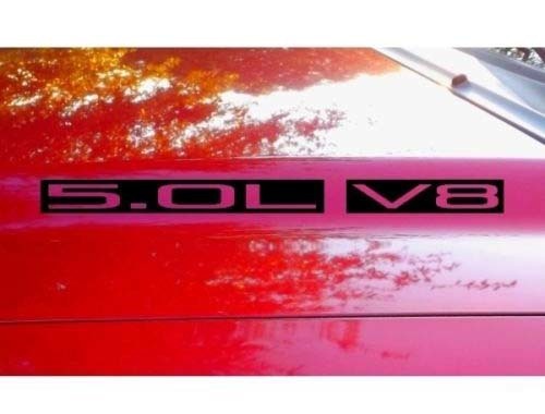 Hood Decal x2 5.0L V8 text sticker emblem logo 5.0 V2