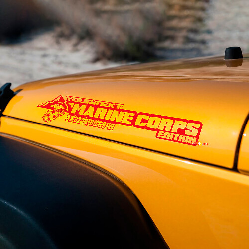 Custom Marine Corps Edition Side Hood Vinyl Decal Set for Jeep Wrangler_1