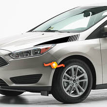2011-2014 Ford Focus Hood Side Strobe Blackout Rally Racing Stripes Stickers Decals
 2