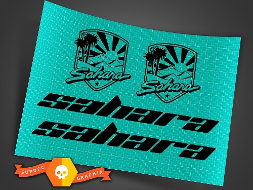 Jeep Wrangler Side Hood Decal Kit - Sahara Replace Matte Black Sticker TJ LJ JK