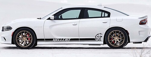 Hellcat Style Dual Stripes Side Vinyl Decal Sticker for Dodge Charger 2011-2018