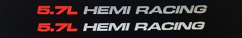 Pair of 5.7L HEMI Racing Vinyl Decals for Dodge Ram 1500 2500