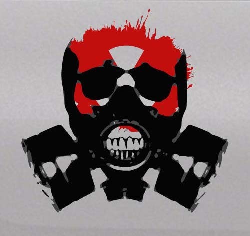 Biohazard Zombie Skull Gas Mask Vinyl Decal 