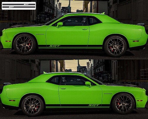 SRT Logo Dual Stripes Side Vinyl Decal Sticker for Dodge Challenger 2009-2018