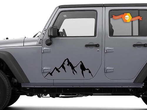 Mountains Door Vinyl Decal Sticker for Jeep Camper Truck Trailer