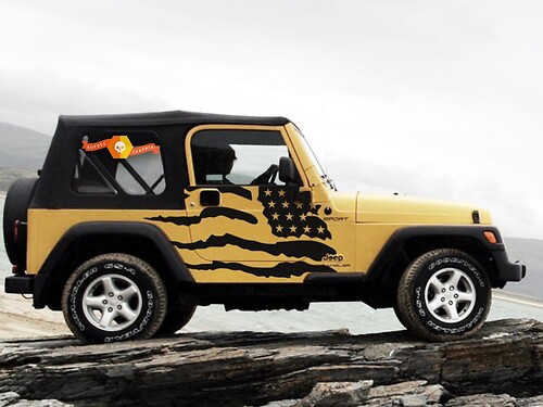 Distressed USA Flag Side Vinyl Decal Sticker for Jeep Wrangler 1999-2006