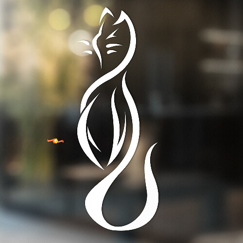 Smooth Lines Style Cat Universal Vinyl Decal Sticker_1