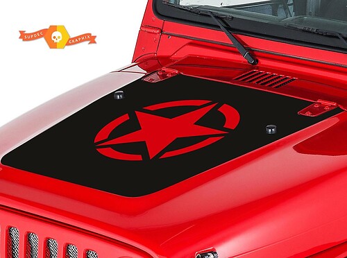 Army Star Hood Vinyl Decal Sticker for Jeep Wrangler 1999-2006