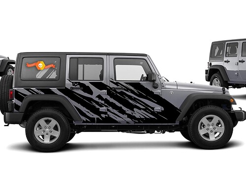 Destroyed Style Side Vinyl Decal Sticker for Jeep Wrangler 2007-2016