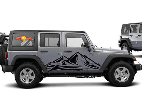 Mountain Range Side Vinyl Decal Sticker for Jeep Wrangler 2007-2016