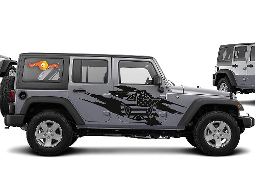 Army Star USA Flag Vinyl Decal Kit for Jeep Wrangler 2007-2016