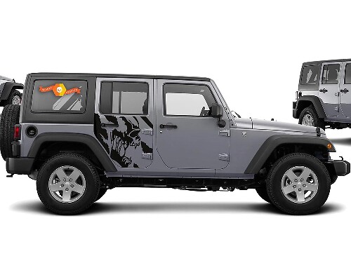 Scream Skull Side Vinyl Decal Kit for Jeep Wrangler 4-Door 2007-2016