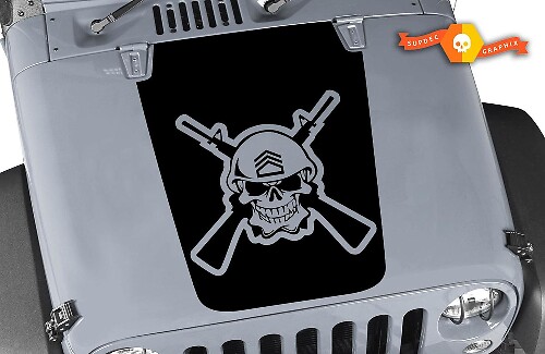 Skull Crossed Rifles Hood Vinyl Decal for Jeep Wrangler 2007-2016