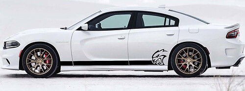 Hellcat Style Stripes Rocker Panel Vinyl Decal Sticker for Dodge Charger 2011-2018