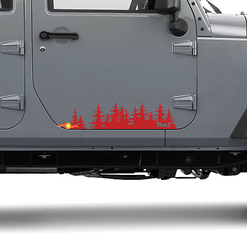 Jeep Tree forest die cut Vinyl Door sticker PNW pine trees Woods Silhouette graphic car truck body