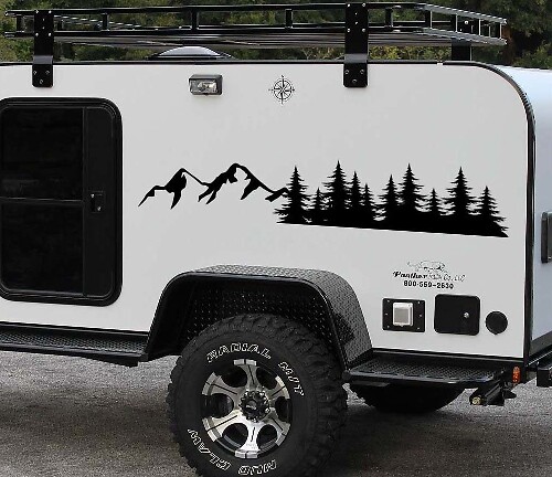 Mountains Forest Style Side Vinyl Decal Sticker For Trailer