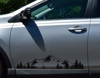 Mountains and Forest Door Decal, Custom Vinyl Art Sticker for Cars, Campers, RV, Trailer , Truck Pacific northwest Nature Scene