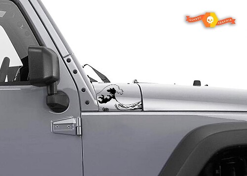 Jeep Wrangler JK Ocean Wave Hood Side Vinyl Decal Set