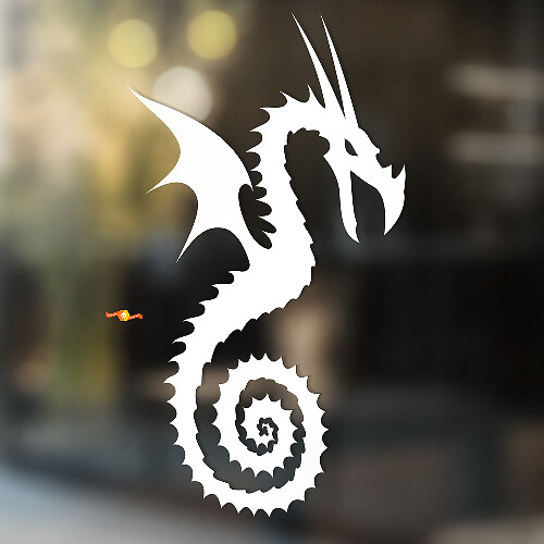 Dragon with Spiral-Coiled Tail Universal Vinyl Decal Sticker_1