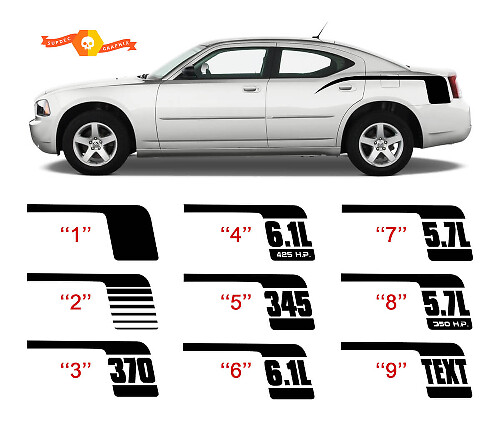 Hockey Stick Style Quarter Panel Vinyl Decal Kit for Dodge Charger 2006-10