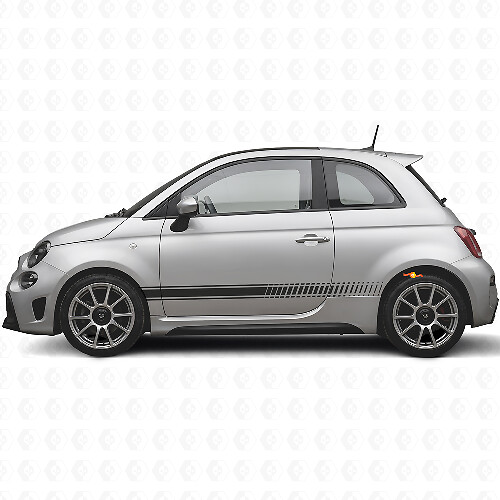 Checkered Racing Side Stripes Vinyl Decal Kit for Fiat 500 Abarth 2007+_1