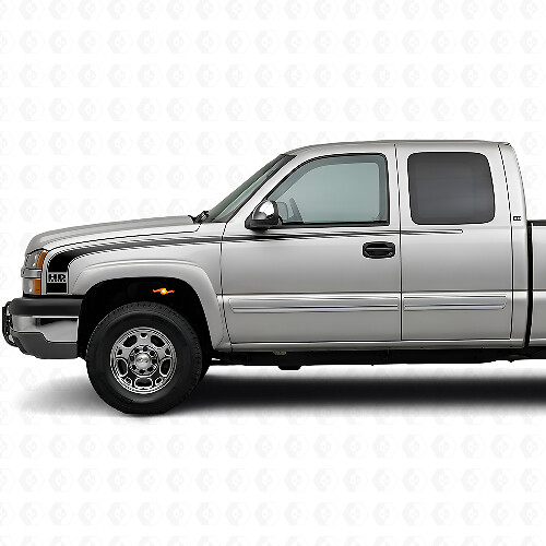 Retro Style Outline Side Stripes Vinyl Decal Kit for Chevrolet Silverado 2003-06